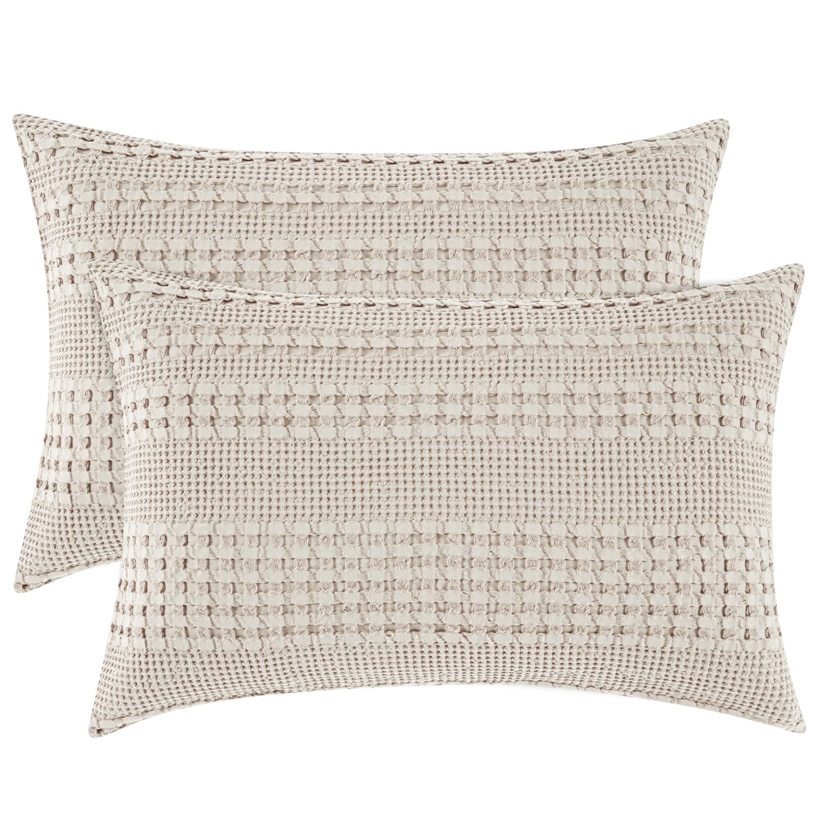 PHF 100% cotton waffle pillowcase front view showing plush texture for a cozy bedroom