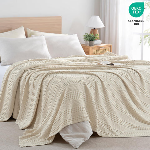 PHF blanket on bed during summer night for lightweight comfort