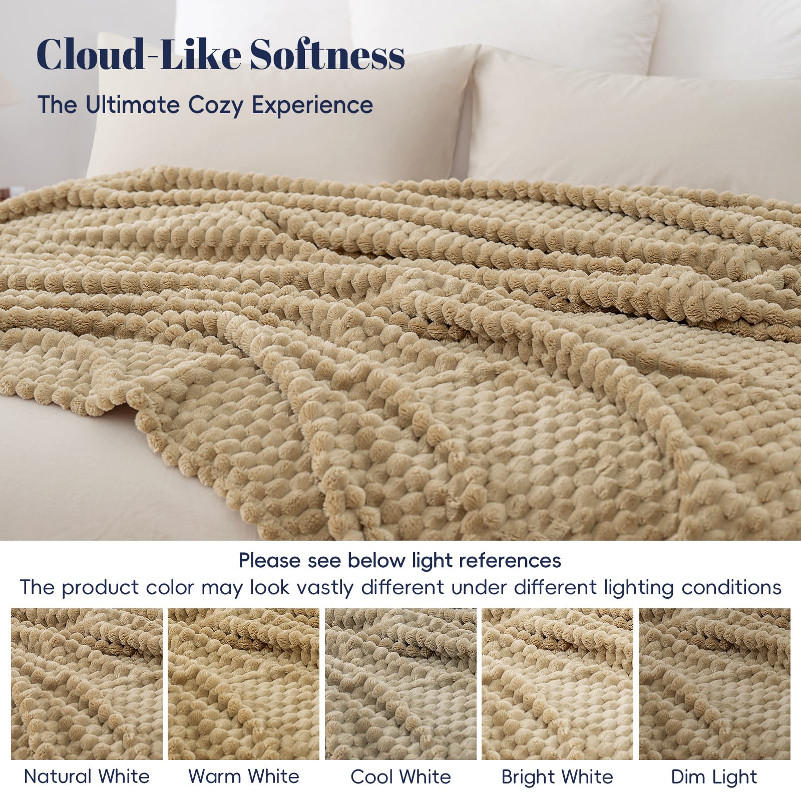 PHF Luxury bedroom blanket enhances decor with subtle khaki sheen