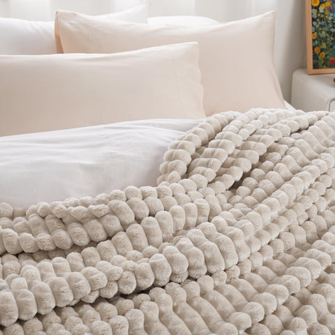 PHF luxury blanket king size shown on bed highlighting plush warmth