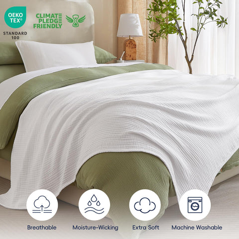 PHF muslin blanket versatile use on bed and sofa.