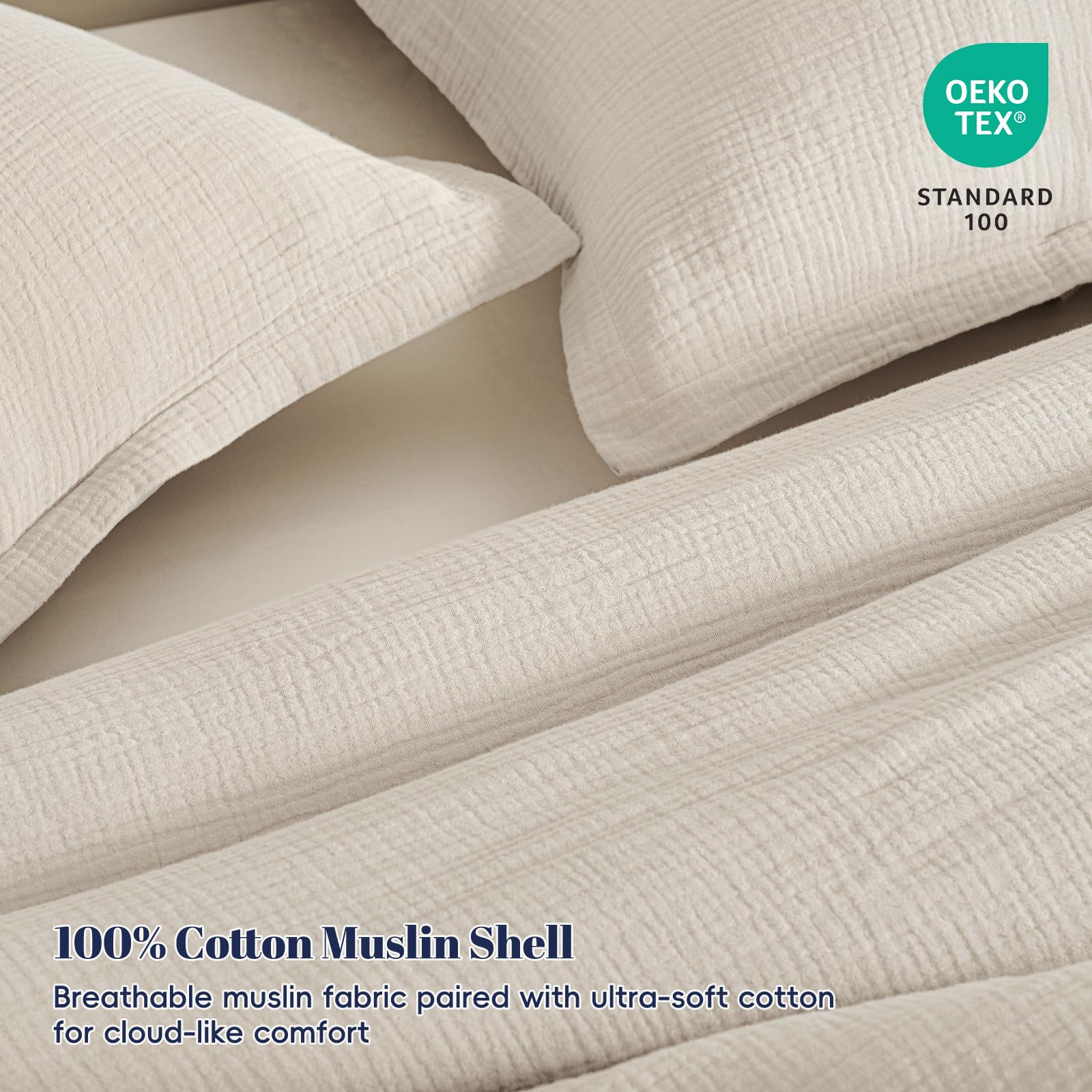 PHF muslin fabric close-up reveals smooth texture ideal for sensitive skin