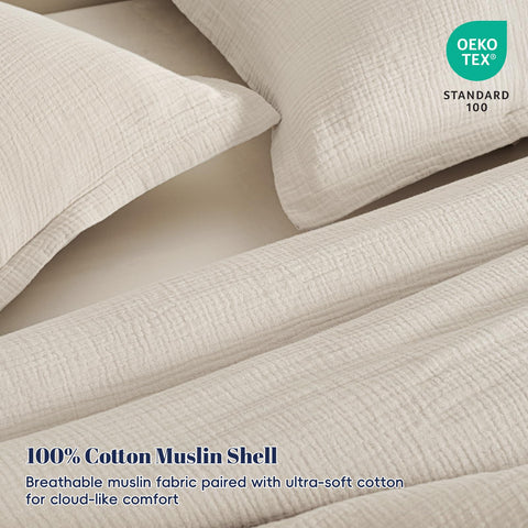 PHF muslin fabric close-up reveals smooth texture ideal for sensitive skin