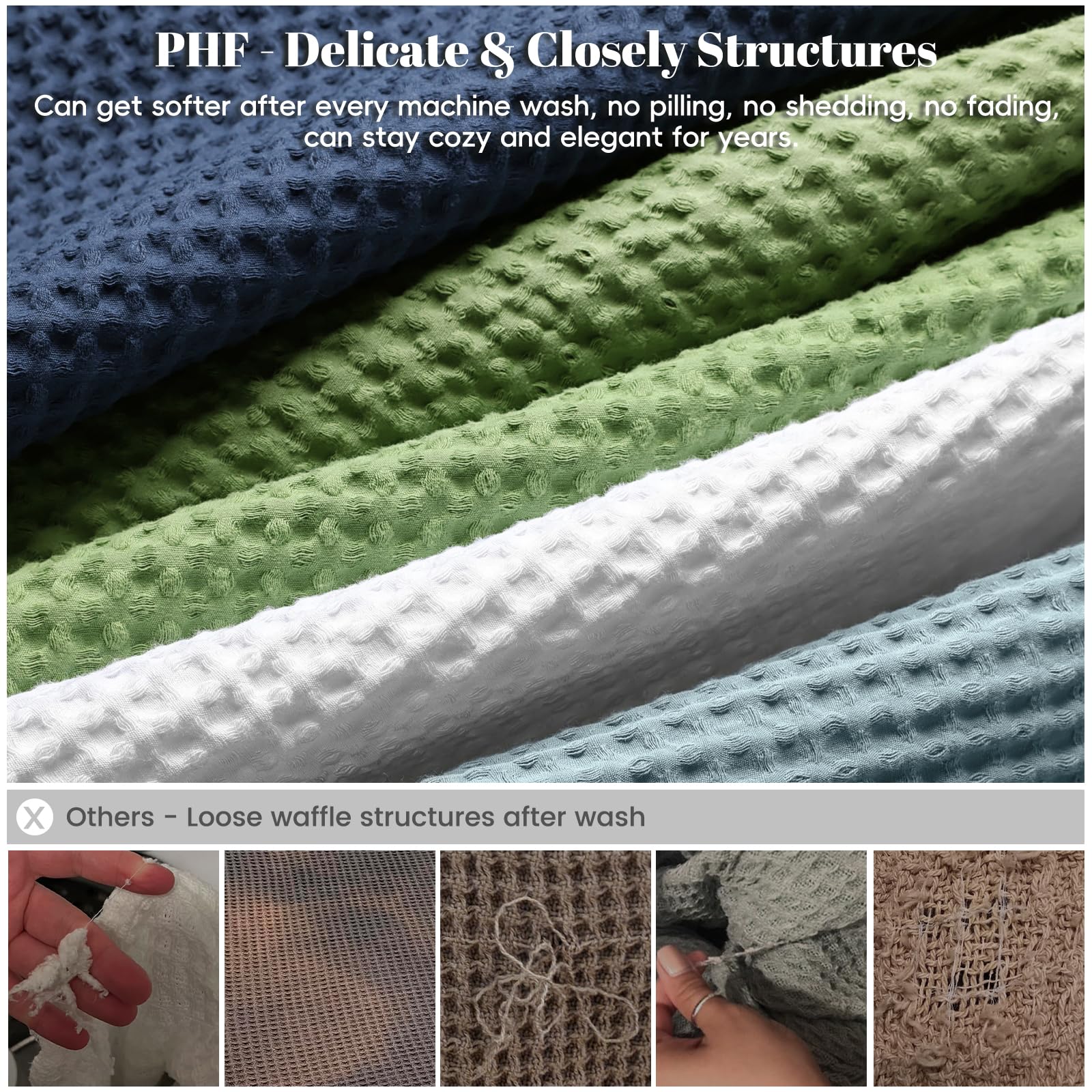 PHF waffle blanket used outdoors for picnics and travel.