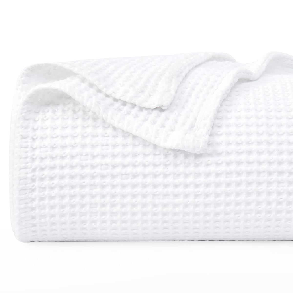 PHF pre-washed cotton waffle blanket twin white for soft, cozy skin feel.