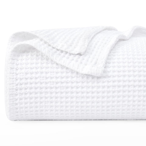 PHF pre-washed cotton waffle blanket twin white for soft, cozy skin feel.