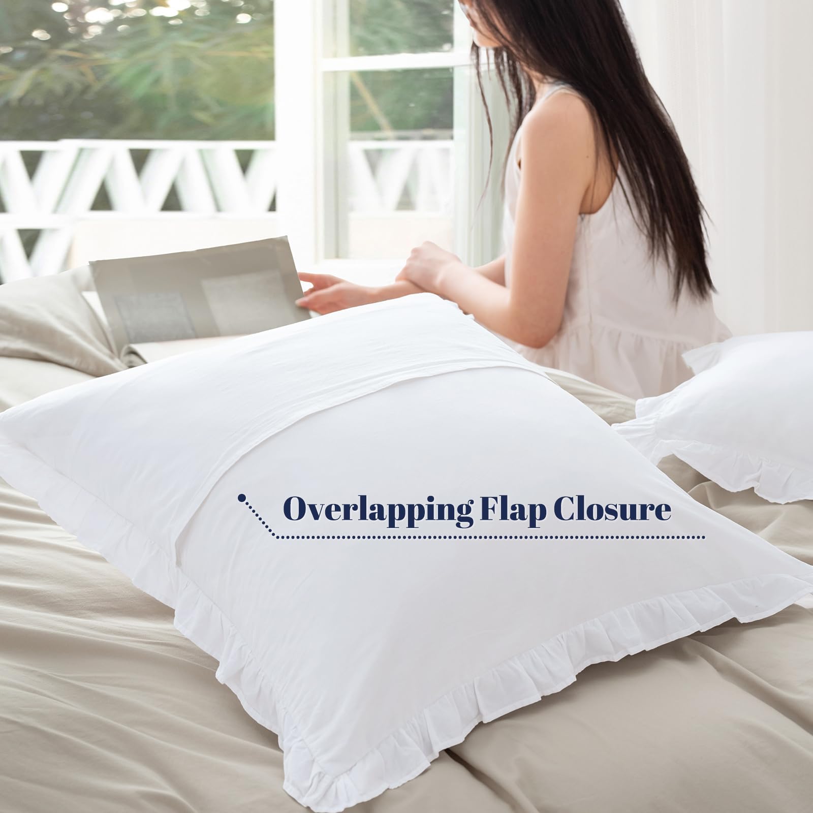 PHF ruffle-detail euro sham enhances romantic farmhouse decor.