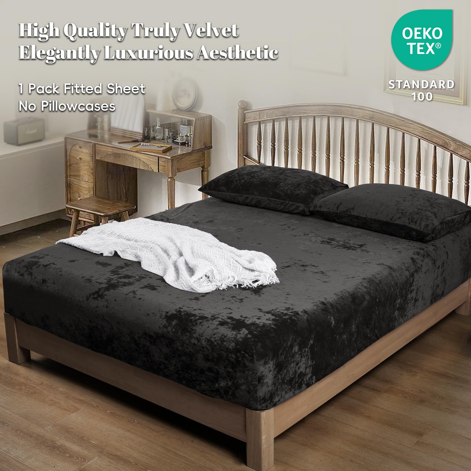 PHF Truly Velvet sheet close-up—anti-static velvet for comfortable, skin-friendly nights.