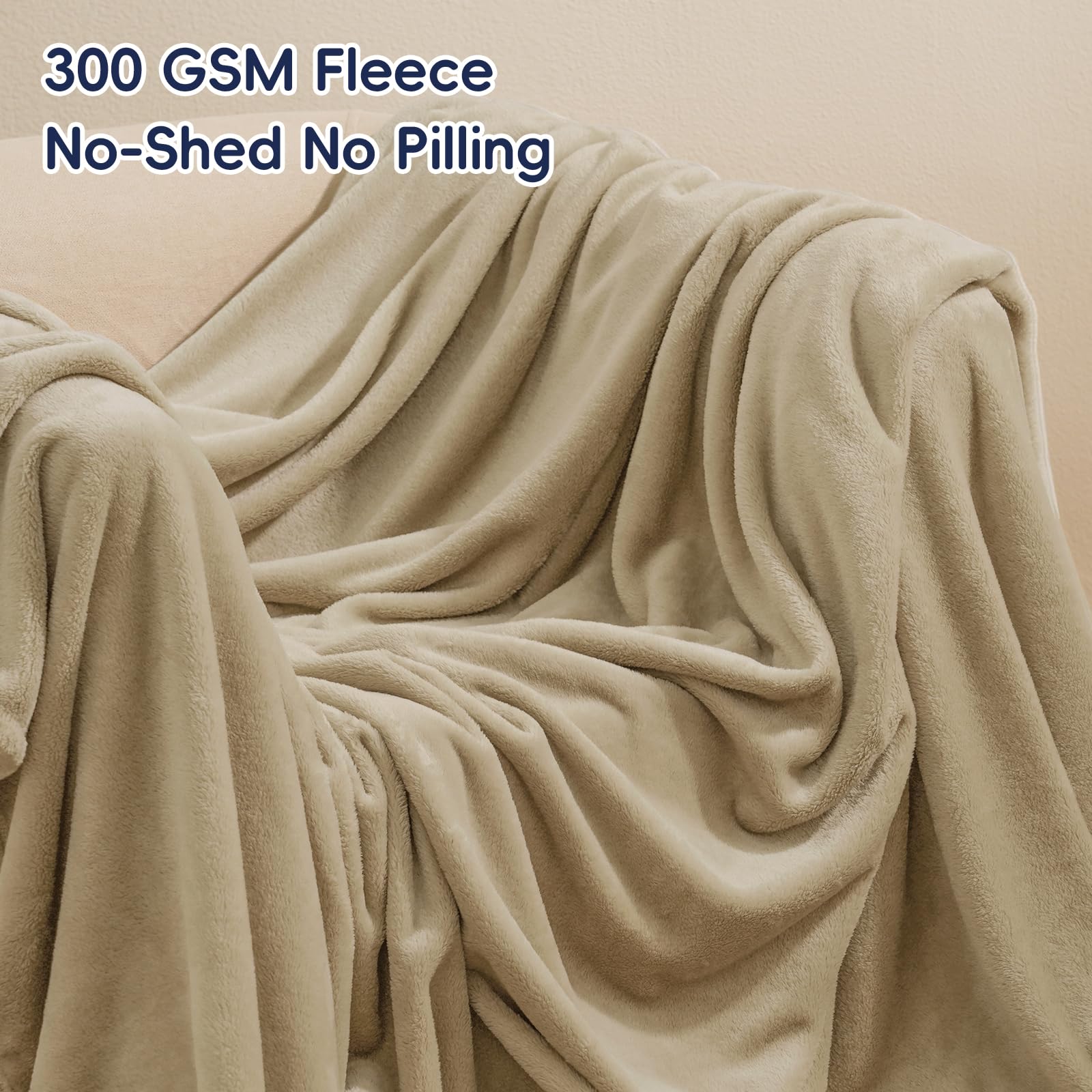 PHF khaki blanket used as room decor accent and cozy throw