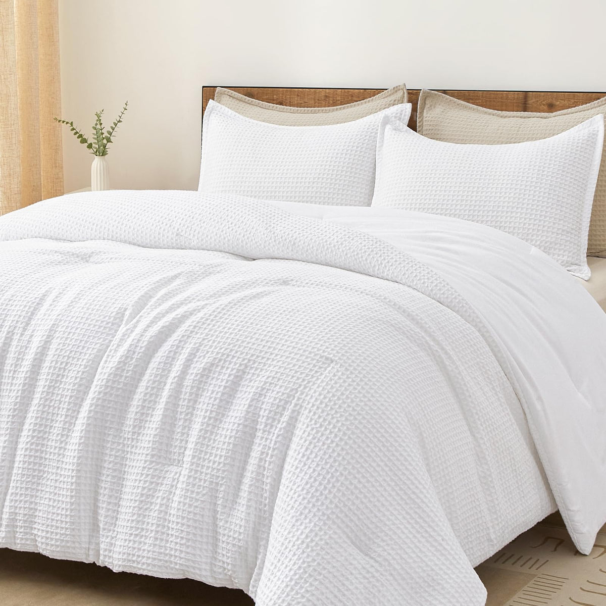 PHF Ultra Soft Waffle Comforter Queen size with cozy texture and lightweight warmth