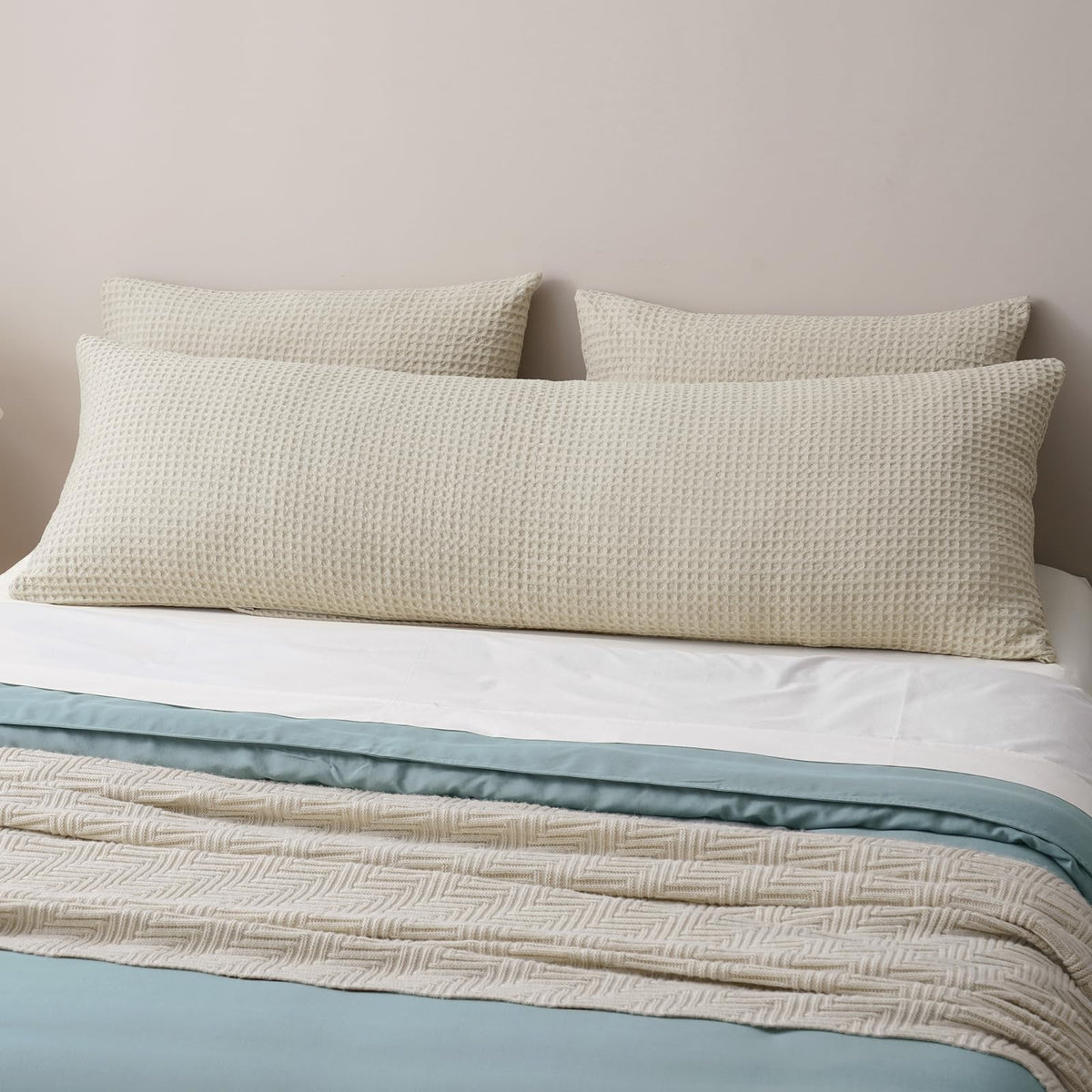 PHF Ultra Soft Waffle Pillowcase with zipper, easy insert and secure fit.