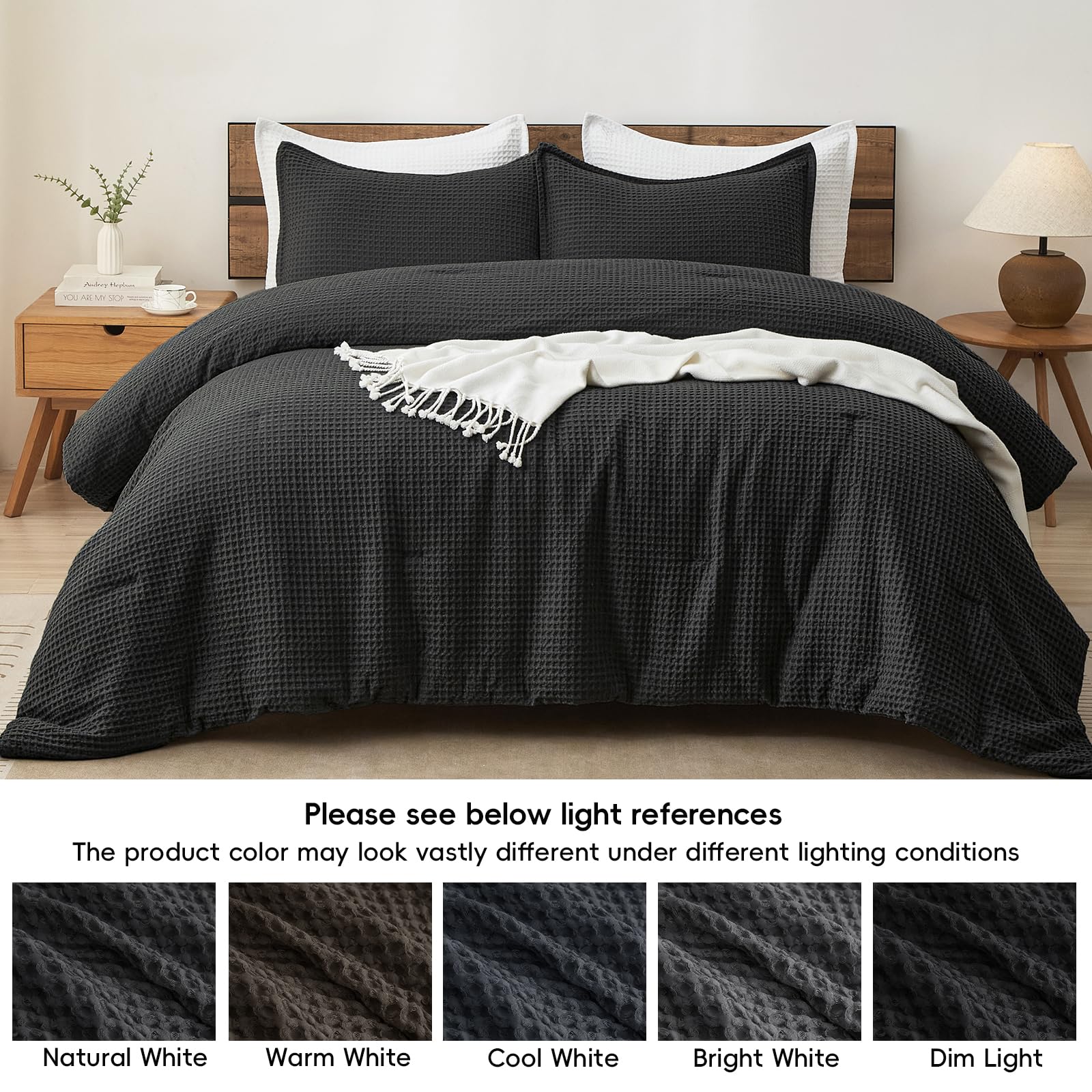 PHF bed with draped comforter in black color for a chic bedroom