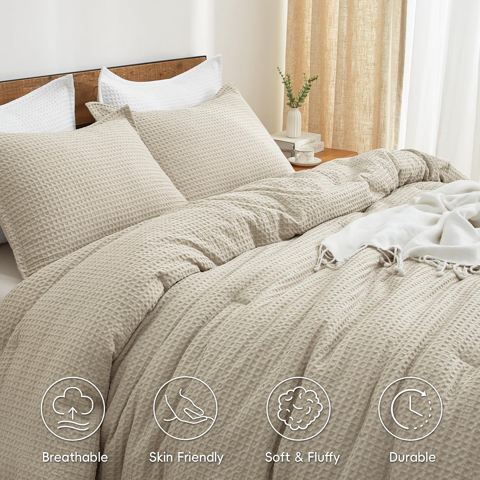 PHF Close-up waffle texture highlight plush breathable weave