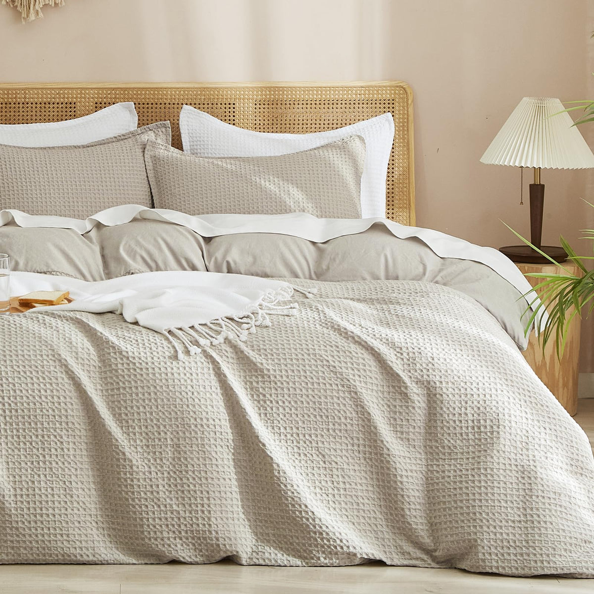 PHF waffle weave duvet cover close-up texture for ultra-soft sleep