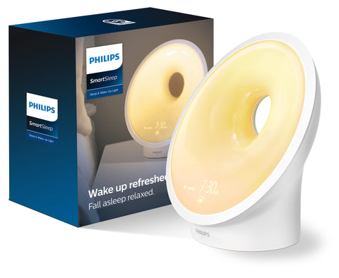 Philips SmartSleep Wake-Up Light displaying sunrise simulation for a gentle start