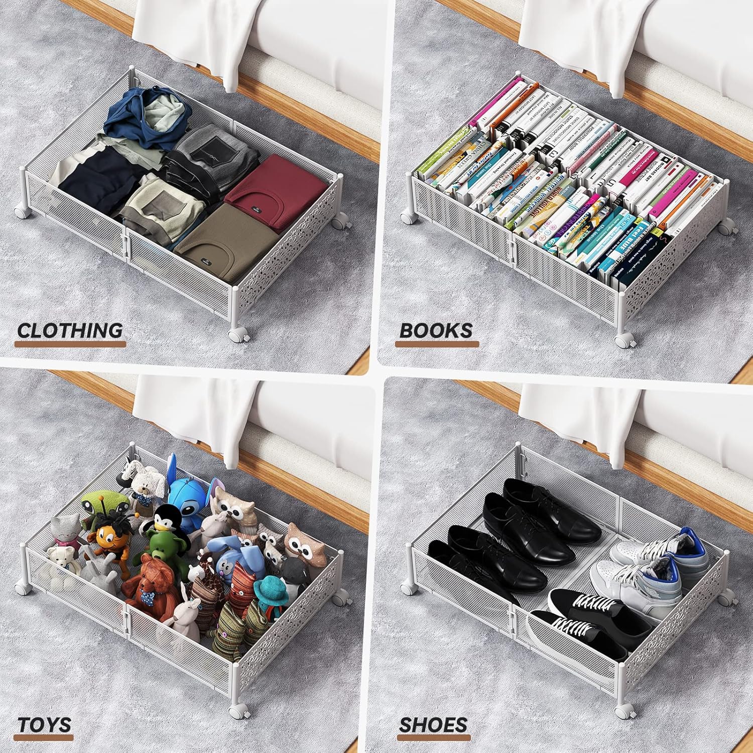 PHINOX foldable under-bed storage flat when not in use