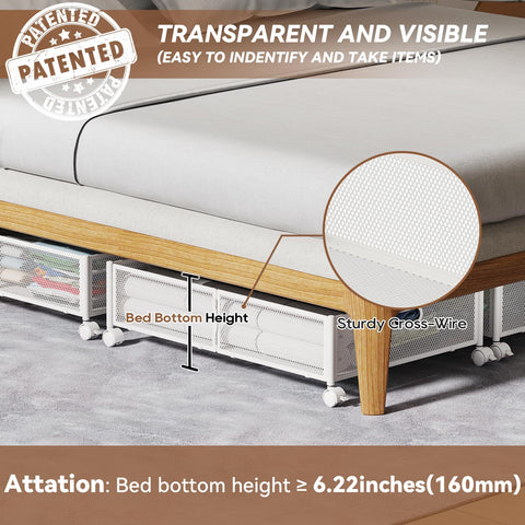 PHINOX foldable under-bed storage folded flat for compact spaces.