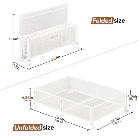PHINOX metal under-bed container with crossed iron wire design for strong support.