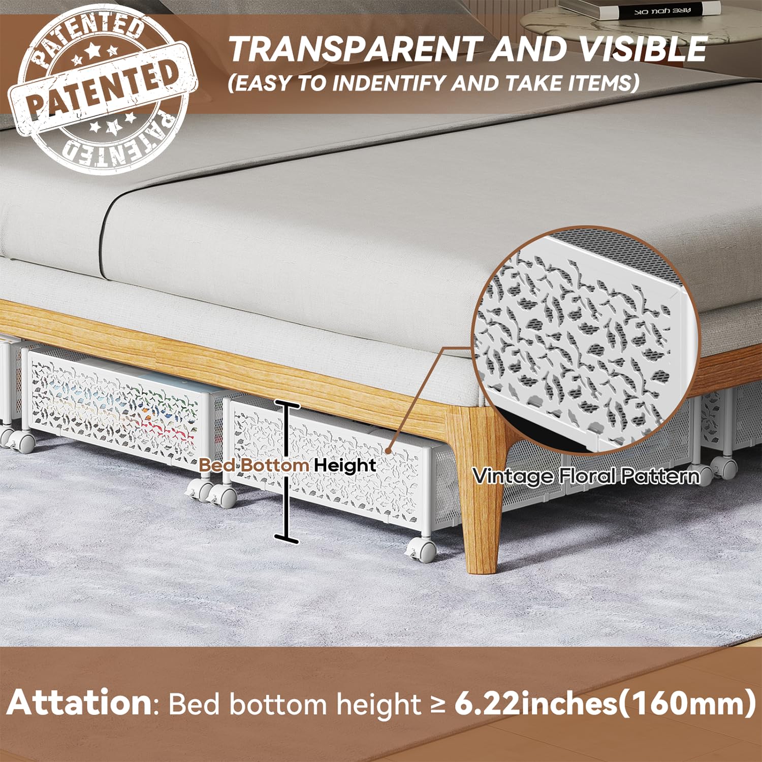 PHINOX under-bed shoe storage organizer saves space