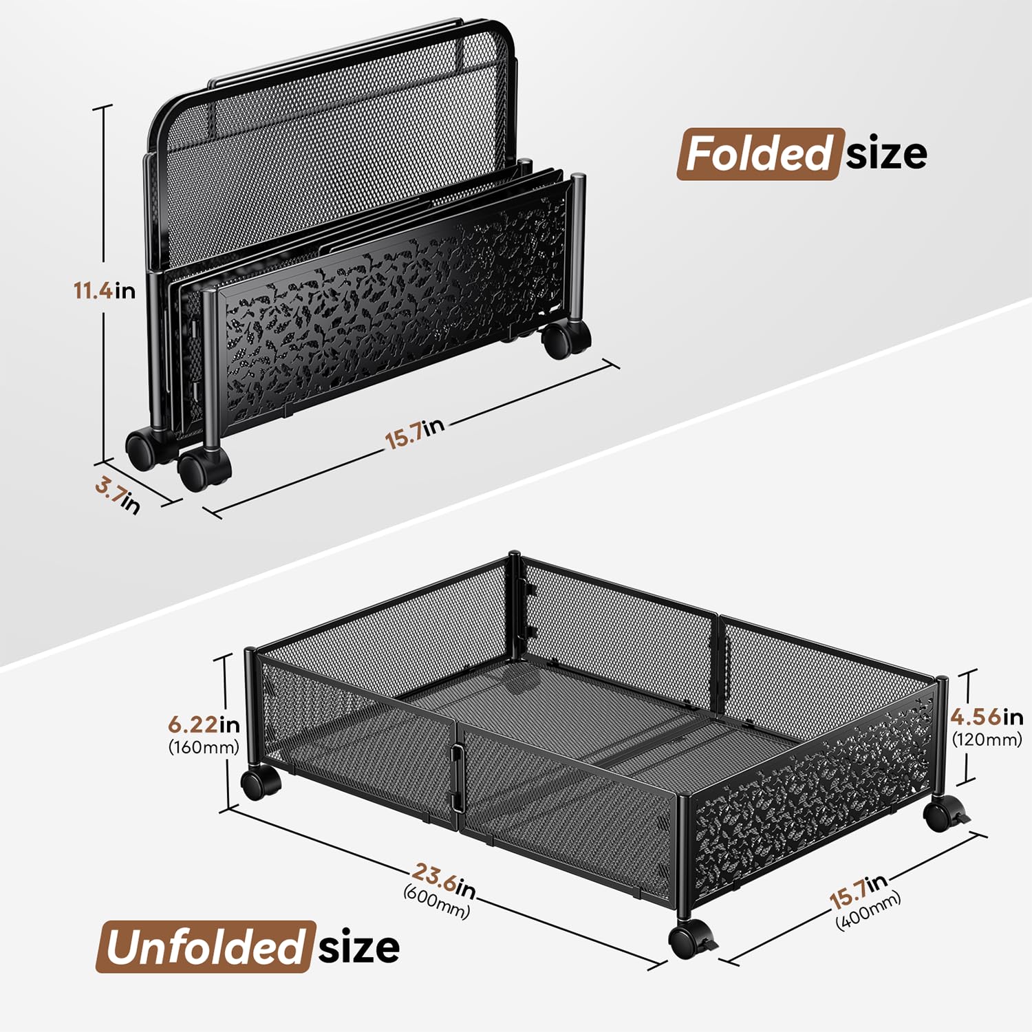 PHINOX under-bed shoe storage side view shows compact, accessible design.