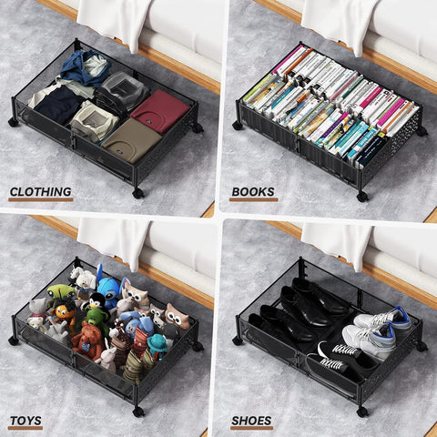 PHINOX under-bed storage floral pattern detail adds decorative touch.