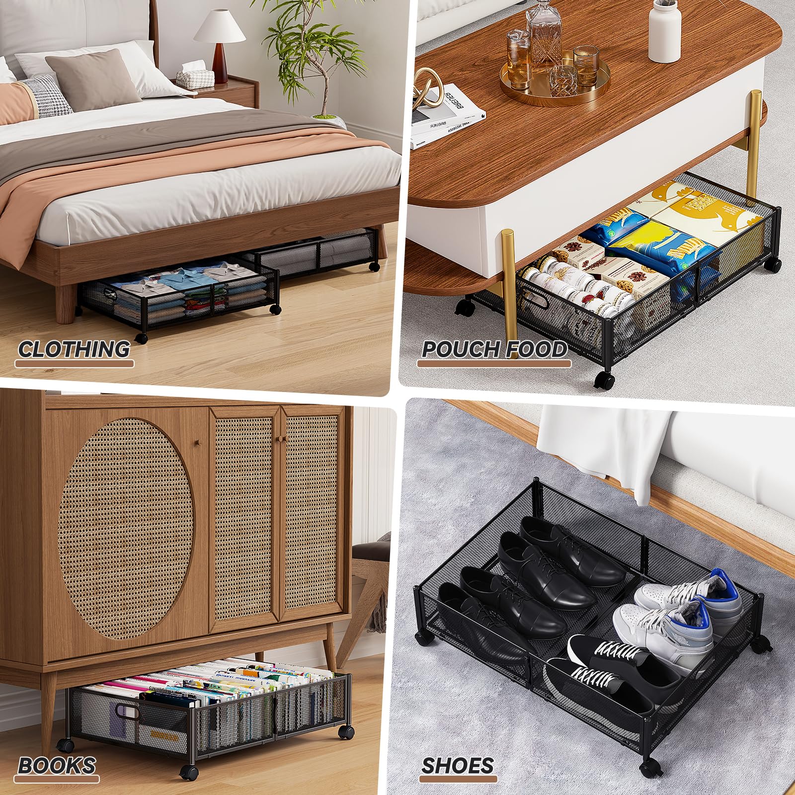 PHINOX fold flat under bed storage shows compact design when not in use.
