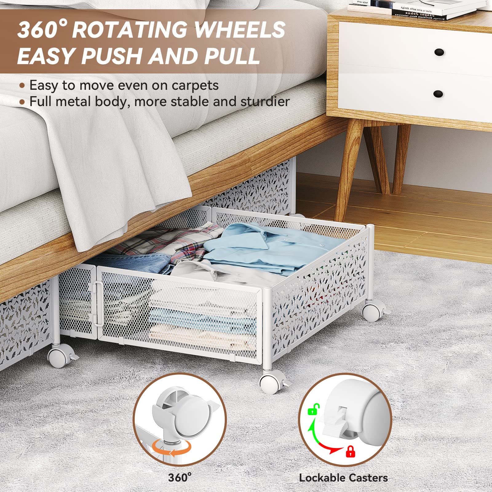 PHINOX metal frame under-bed storage built for durability