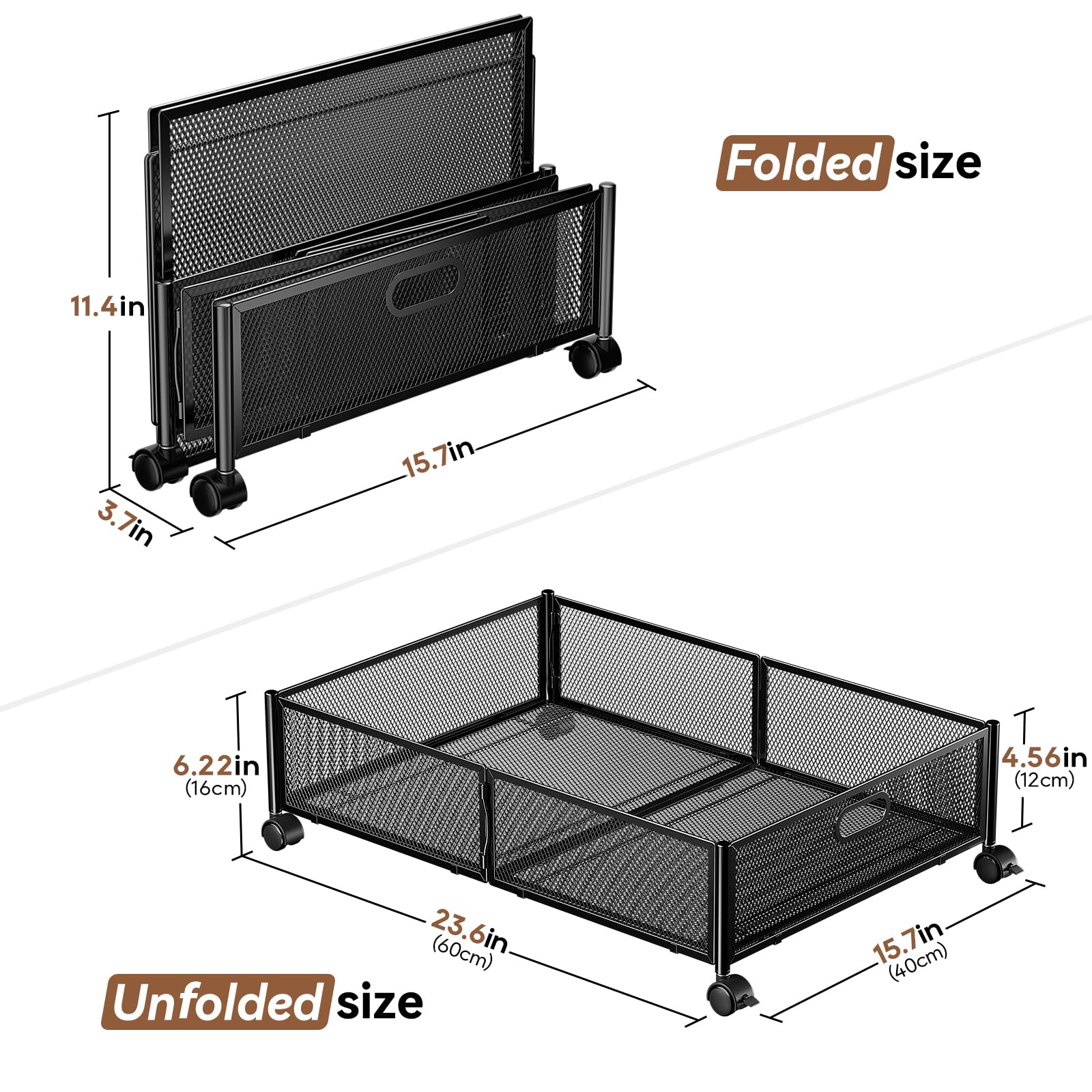 PHINOX rolling drawer with wheels simplifies pulling out from under the bed.