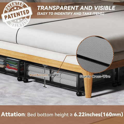 PHINOX under bed storage unfolded dimensions for comfortable stacking and visibility.