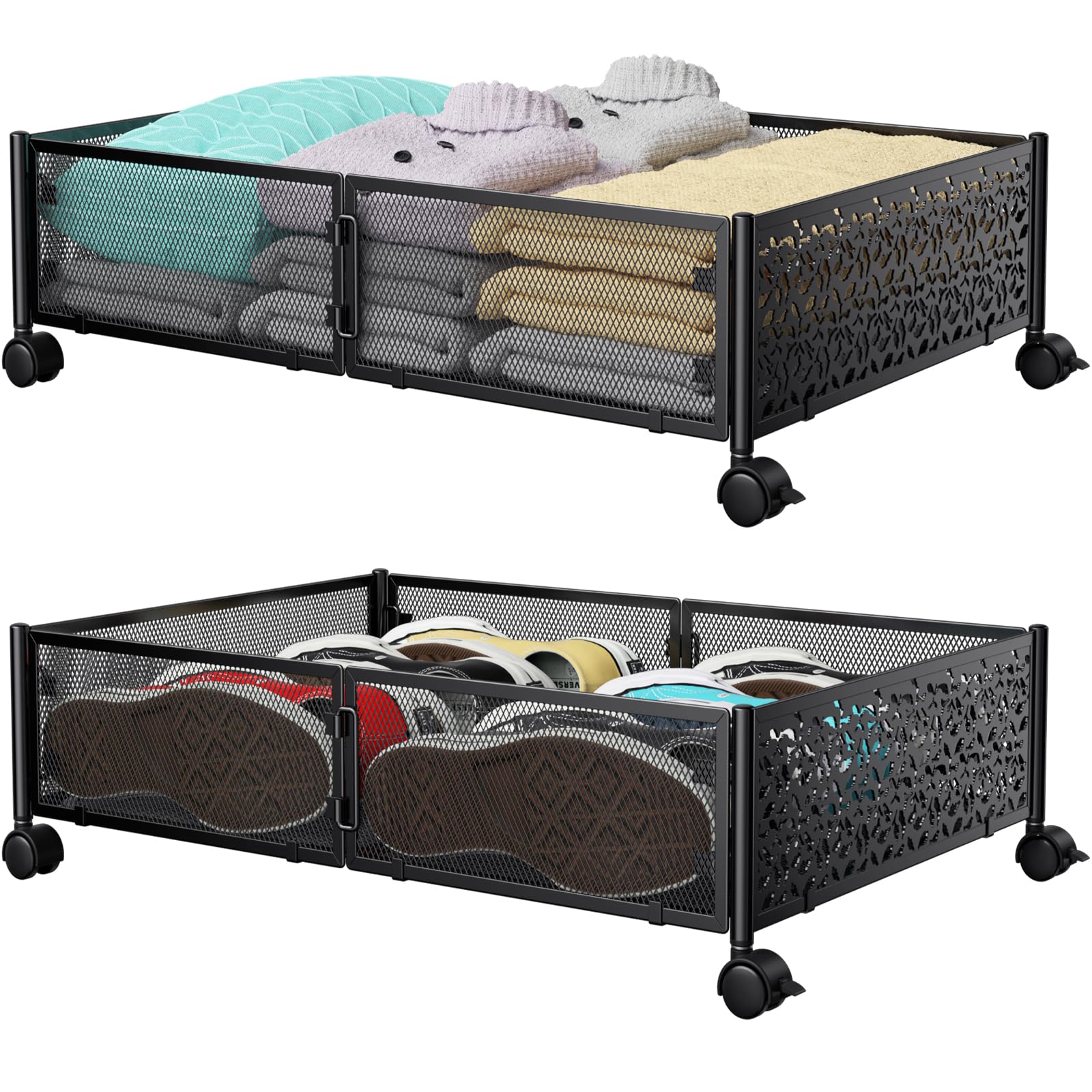 PHINOX under-bed storage wheels assembly view for easy pull-out organization.