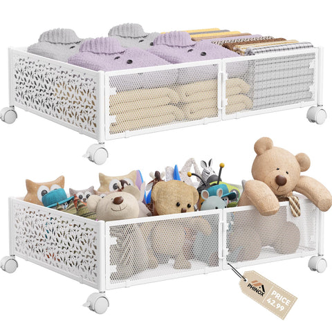 PHINOX under-bed storage wheels container for organized clothing and shoes