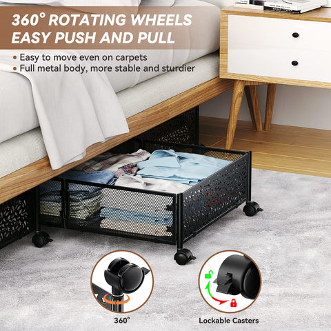 PHINOX under bed storage with wheels folded flat for compact storage