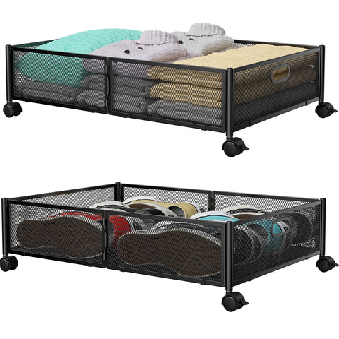 PHINOX under bed storage with metal frame and wheels for easy access.