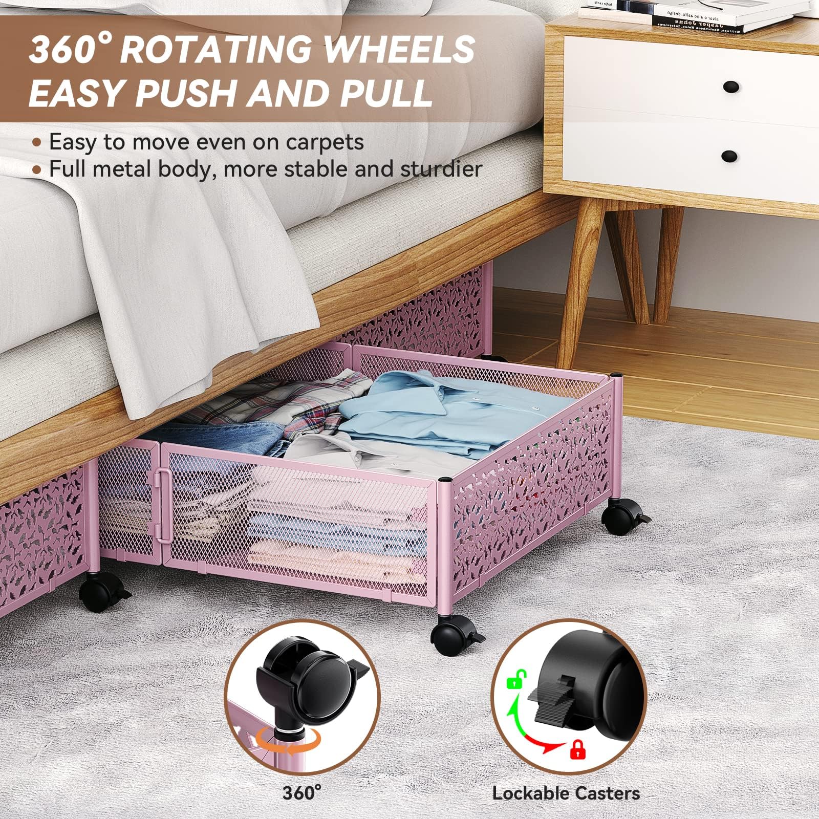 PHINOX pink folded-flat demonstrates compact storage when not in use.