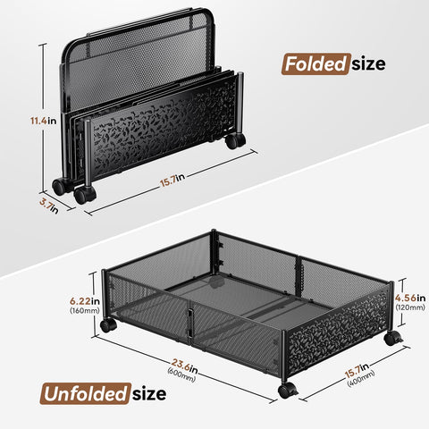 PHINOX under bed storage with wheels side view showing open frame
