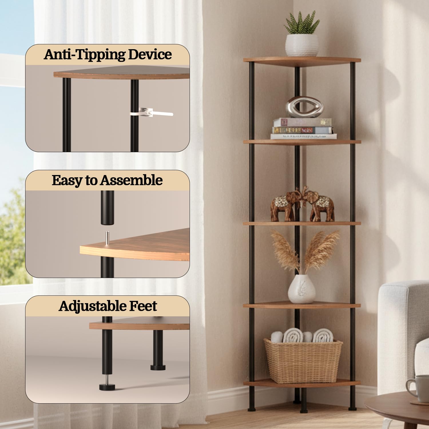 PhoFlame material closeup highlights sturdy particle board and metal tubes for reliable support