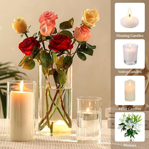 PHOSPHOR hurricane small clear glass candle holder for intimate glow.