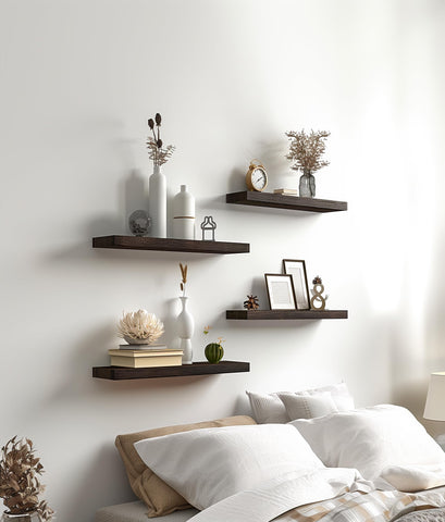 PHPH assembly-included wood shelves with simple mounting hardware.