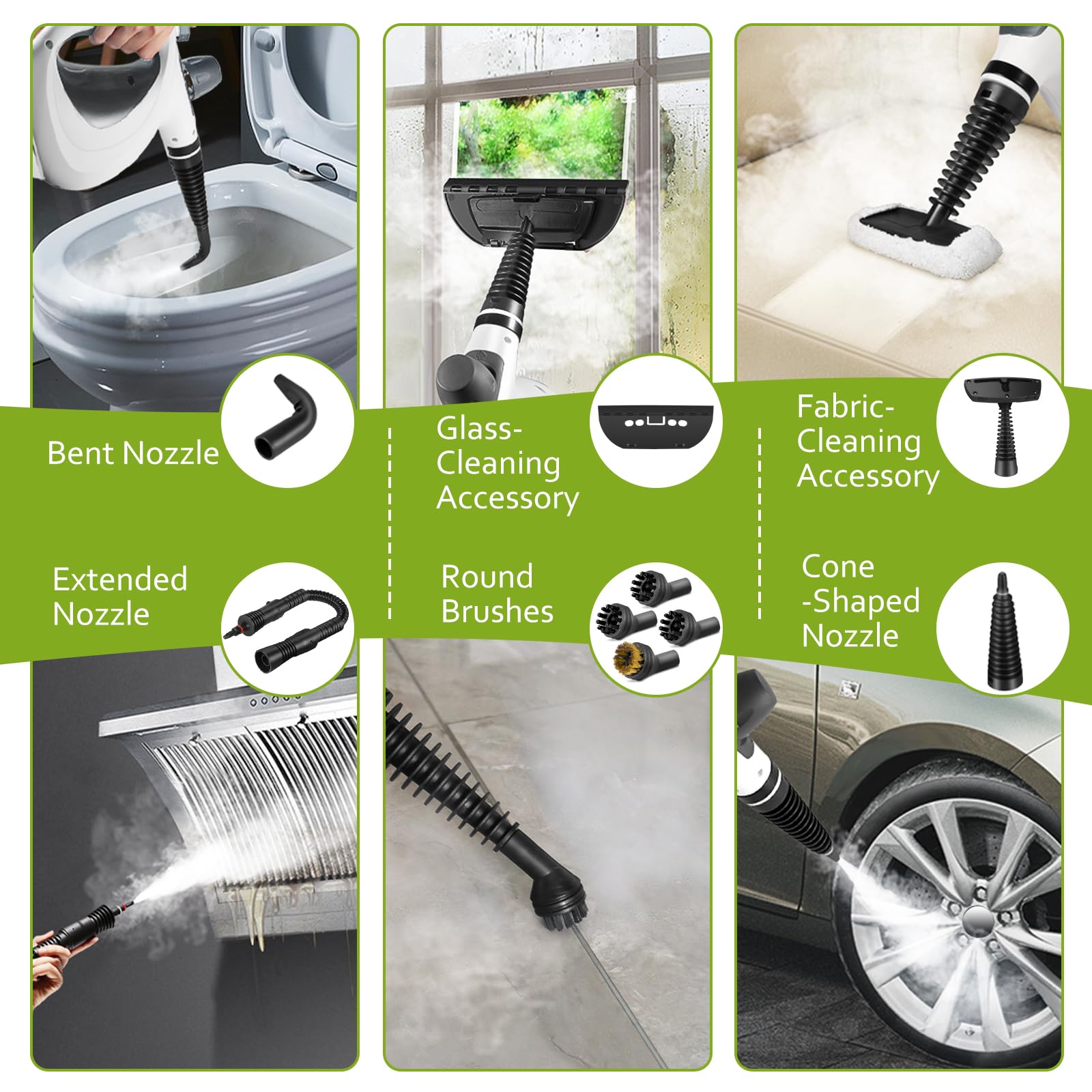 Phueut 12-piece accessory kit adds brushes and attachments for versatile tasks.