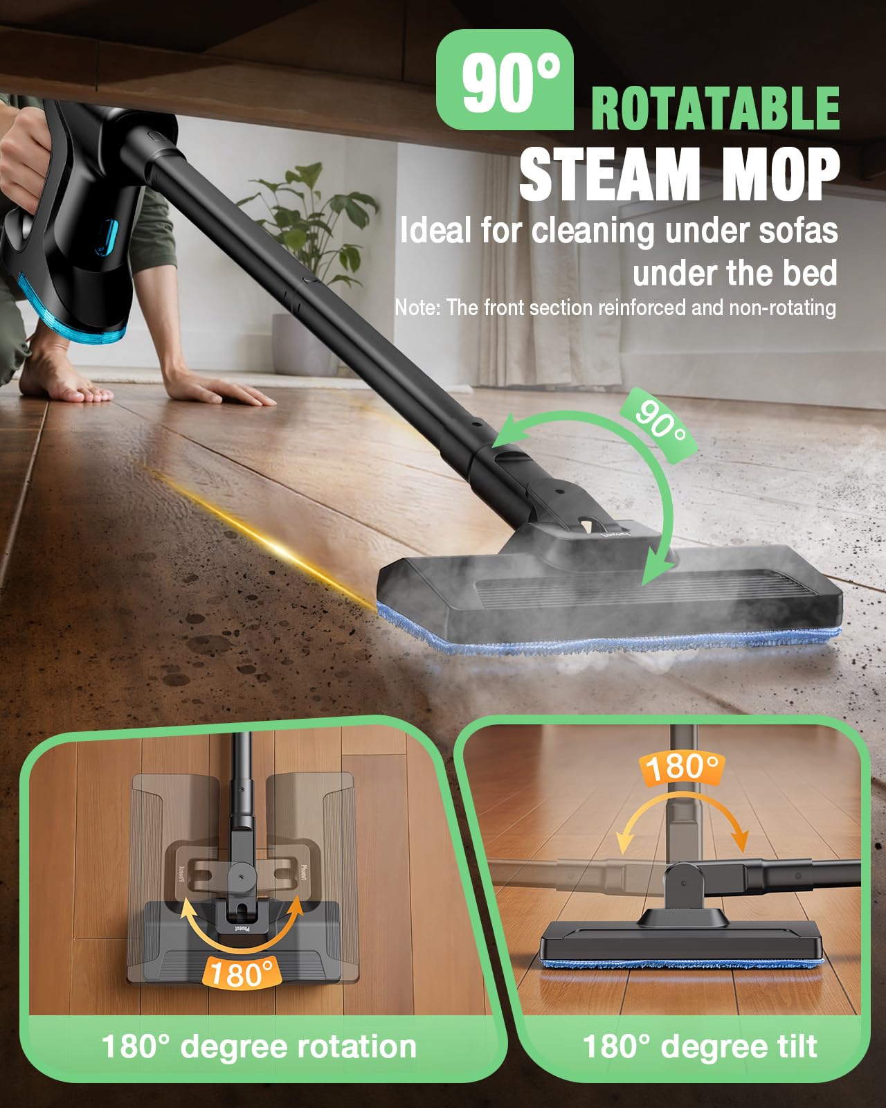 Phueut 16.4 ft cord allows room-to-room cleaning without frequent unplugging.