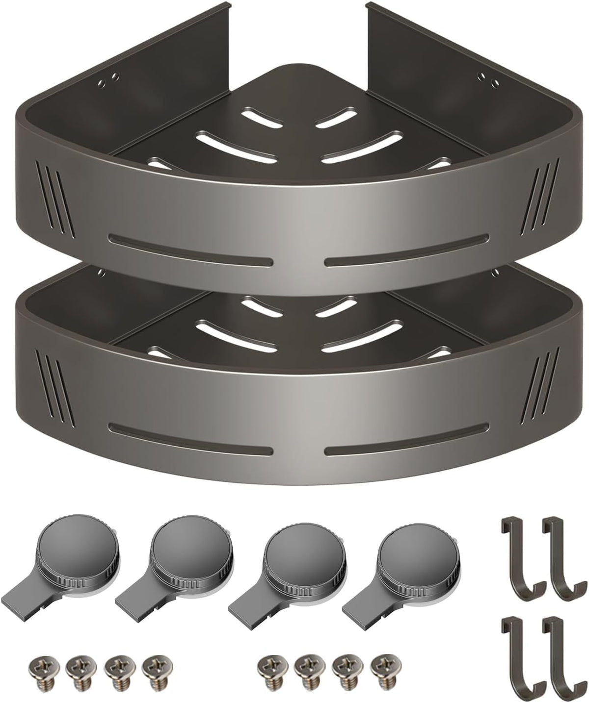 PHX Grove corner shower caddy with suction cups securing to tile for damage-free storage