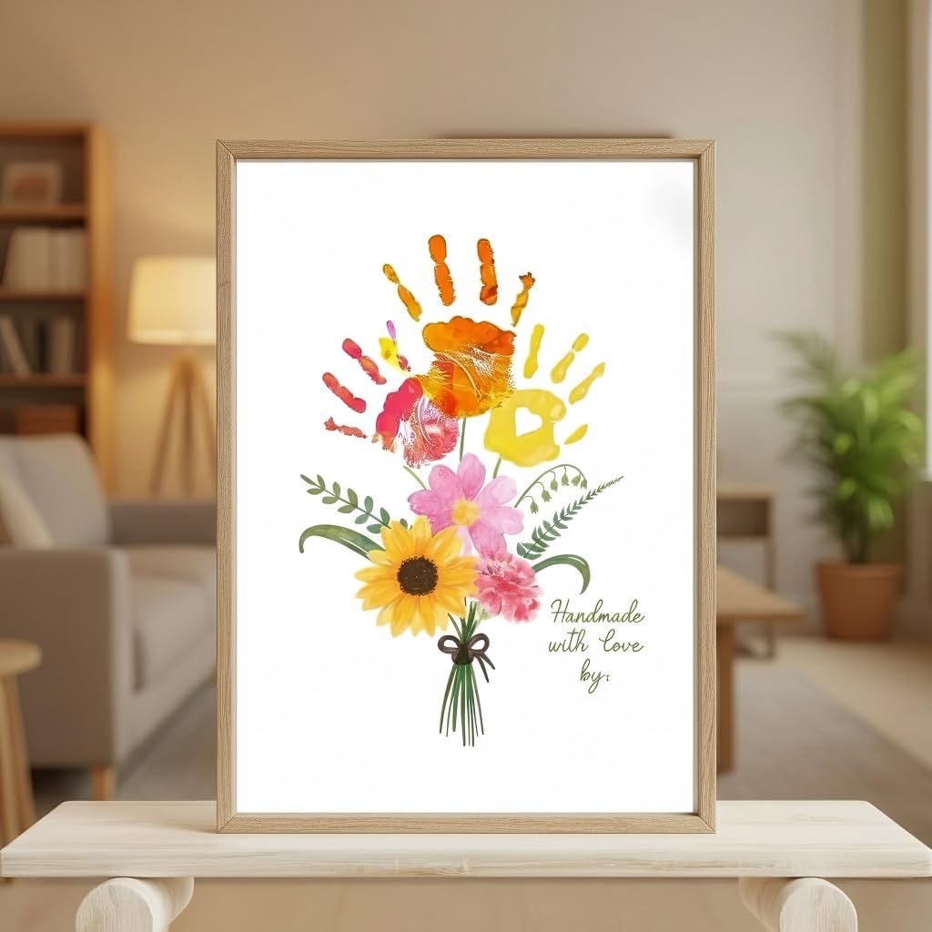 Physkoa handprint flower kit with rainbow ink pads captures playful memories