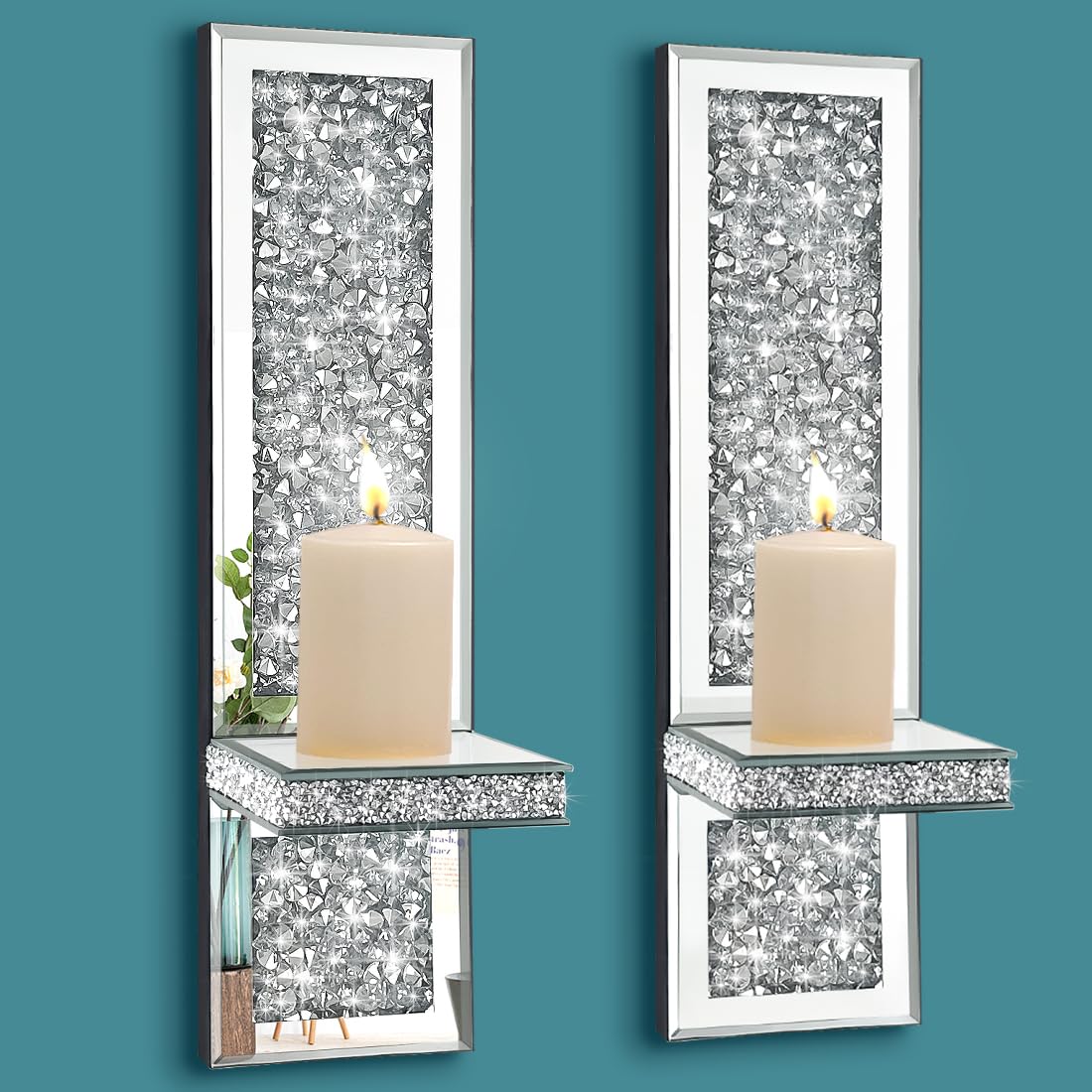 Pibeyer Crystal Crush Diamond wall candle sconce enhances ambiance in living rooms