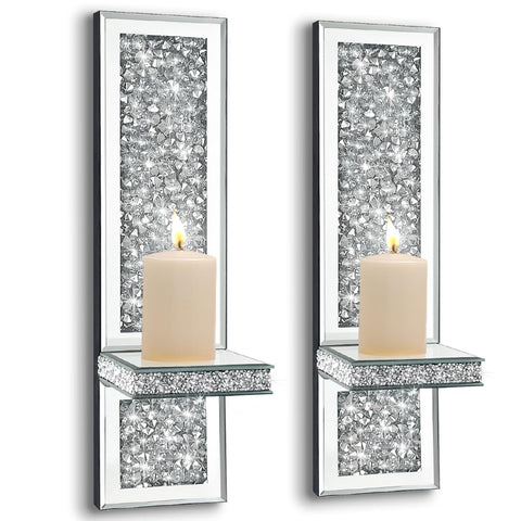 Pibeyer silver mirrored wall candle sconce adds modern elegance to bedrooms and bathrooms