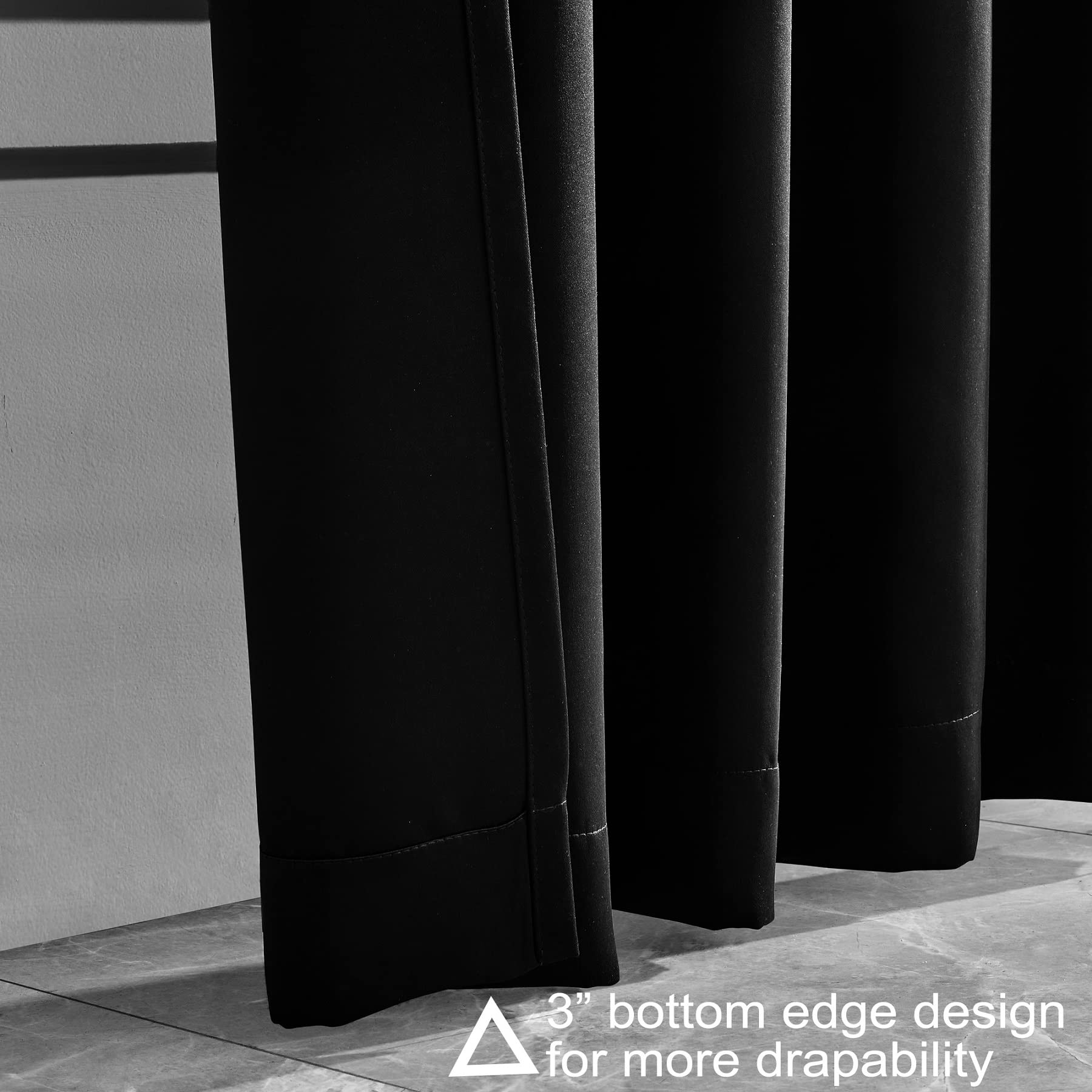 Pickluc blackout curtains fabric close-up highlights premium 230gsm microfiber softness.