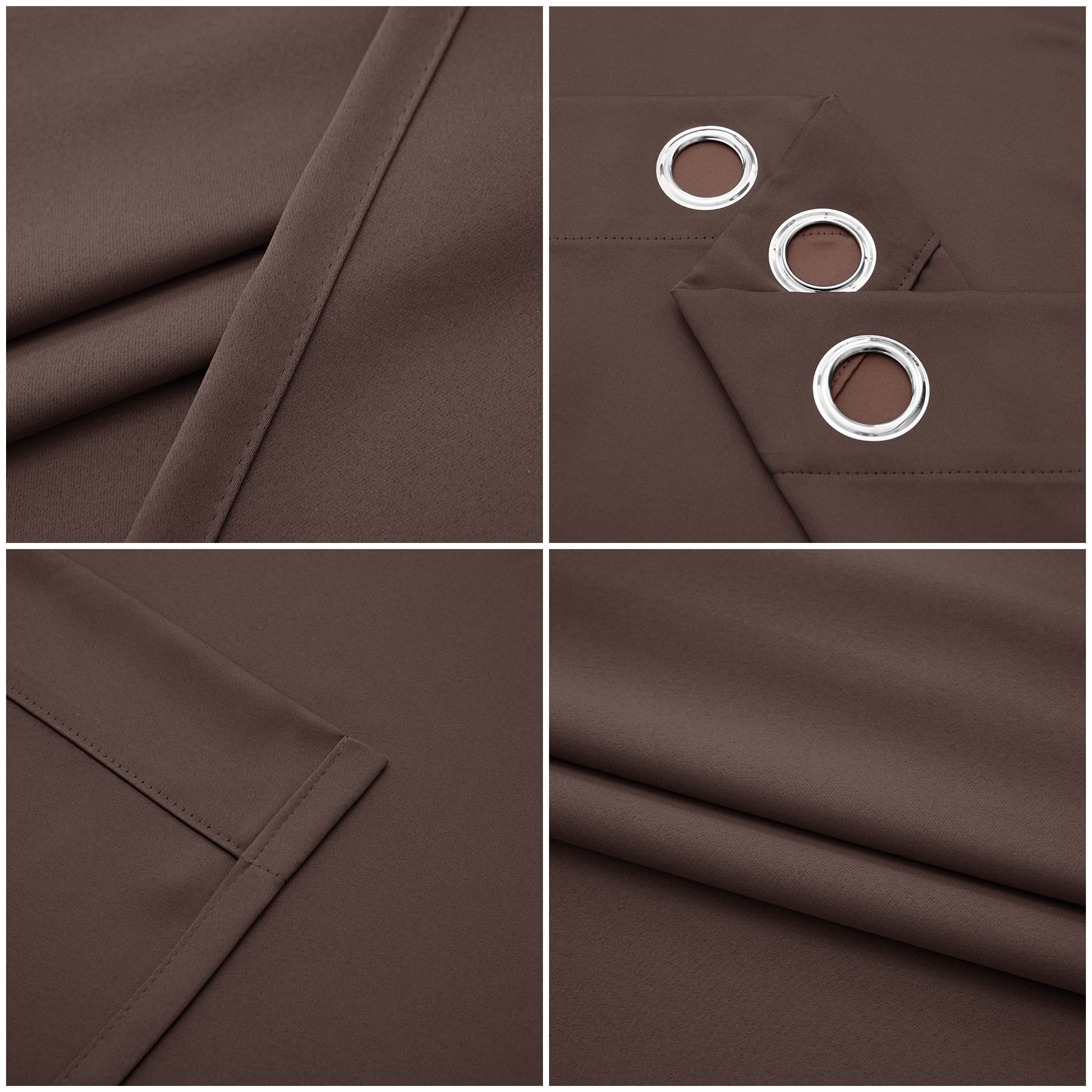 Pickluc chocolate brown blackout curtains highlighting thermal insulation potential.