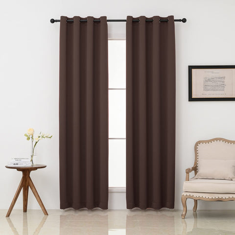 Pickluc grommet blackout curtains in chocolate brown front view for room darkening