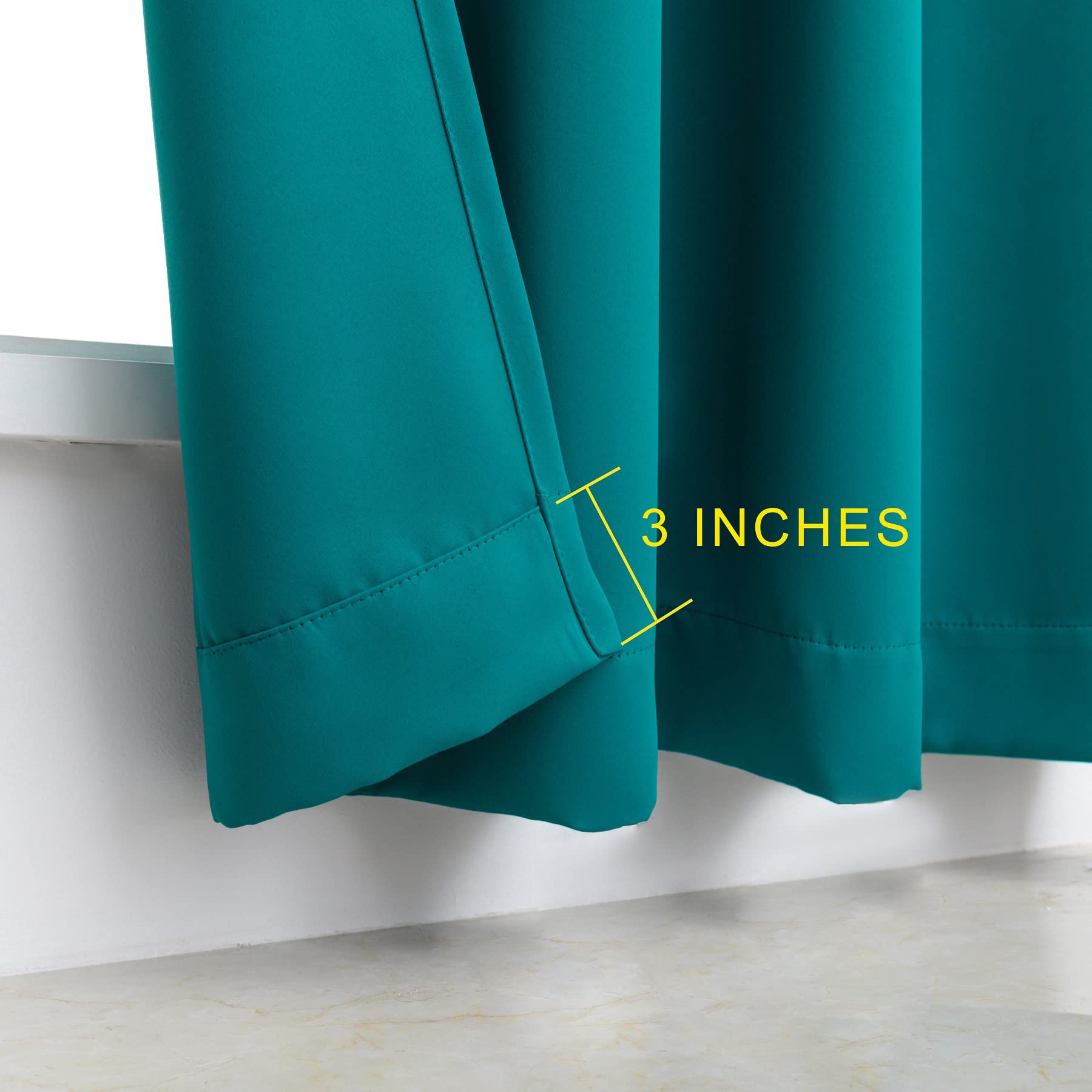 Living room view with Pickluc teal blackout curtains enhancing privacy and ambience.