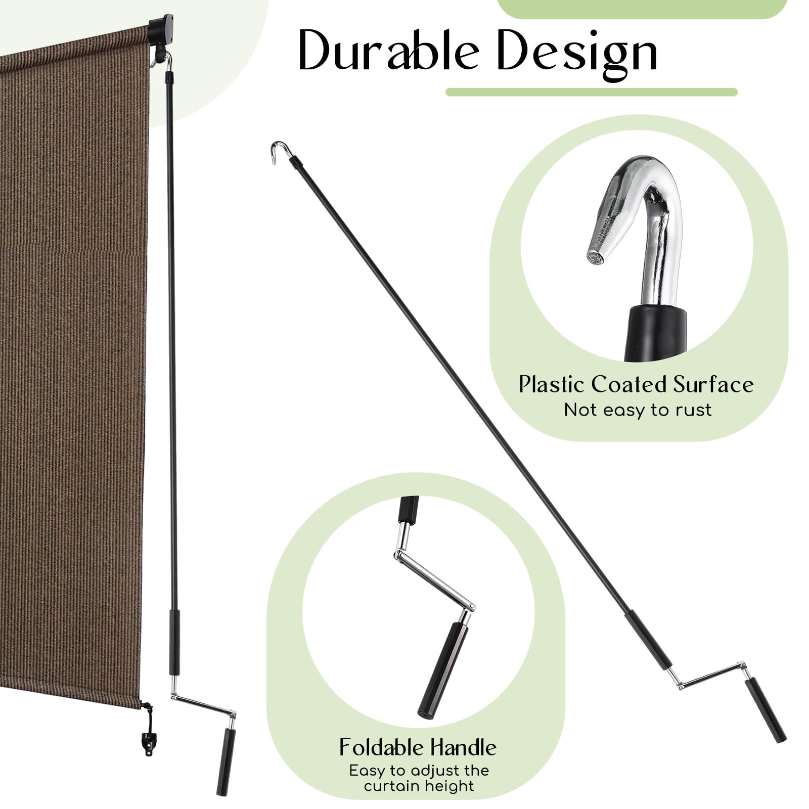 Pickmesh black metal crank handle for durable outdoor operation