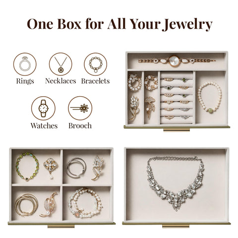 Pickpiff three-drawer design keeps rings and earrings organized.